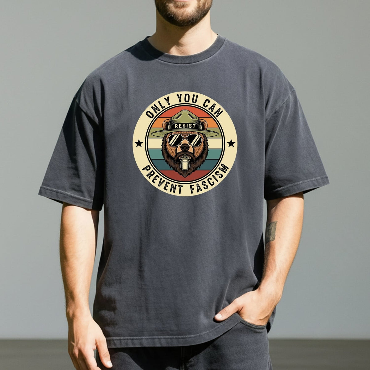 Retro Forest Ranger Bear T-Shirt – Funny Environmental product image 7