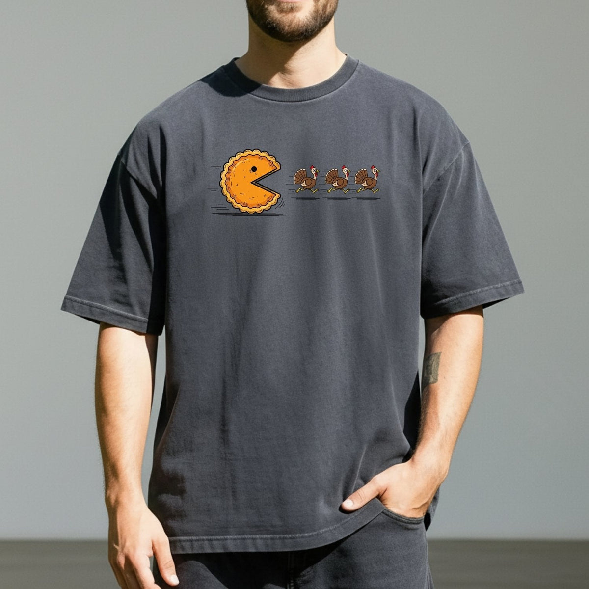 Retro Turkey Chase Shirt – Funny Thanksgiving Pumpkin Pie product image 8