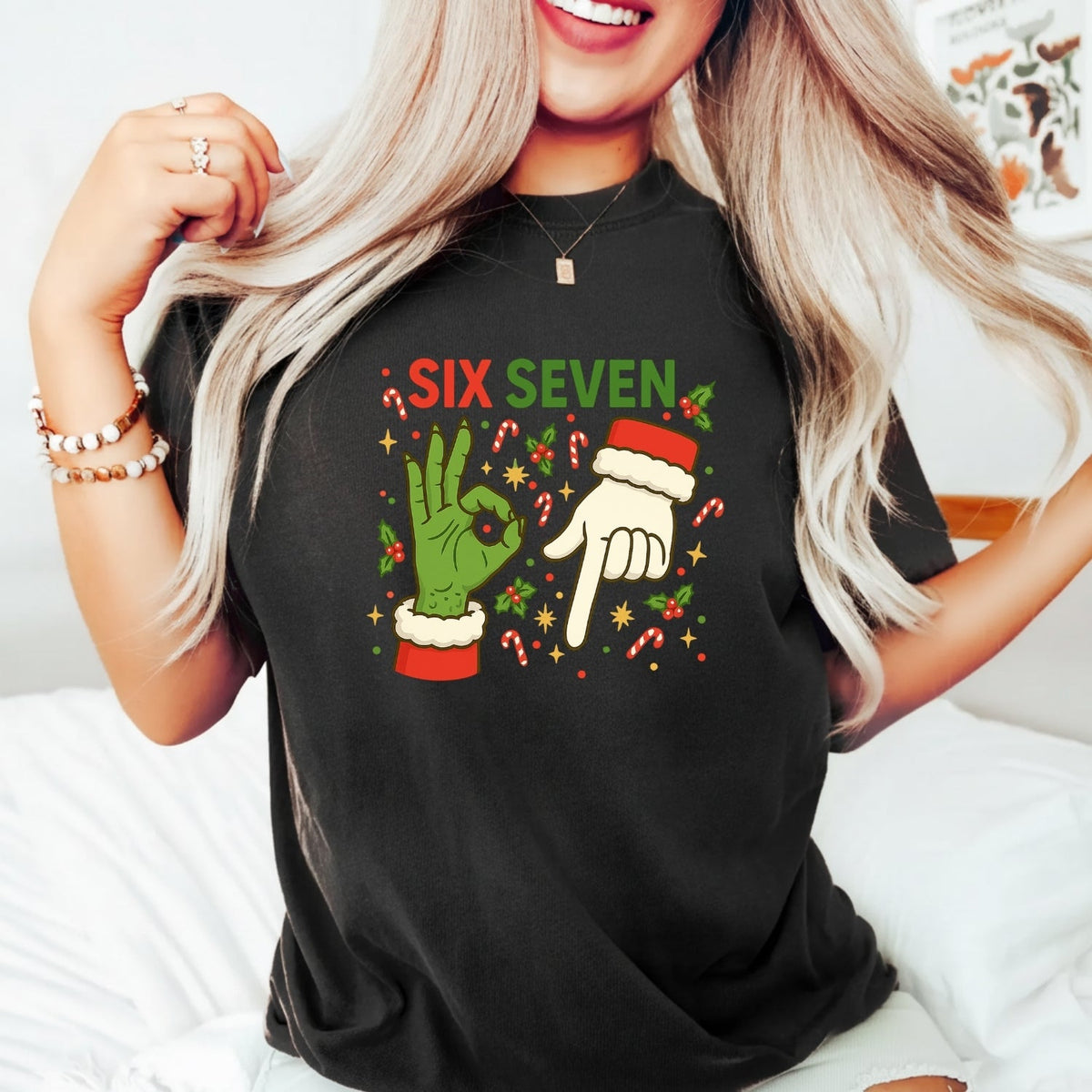 6 7 Meme Christmas Tee – Funny Santa Holiday Graphic Shirt product image 8