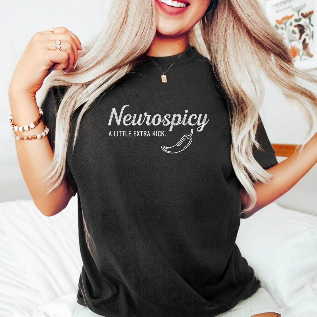 Neurospicy Shirt – Funny A Little Extra Kick Graphic Tee product image 6
