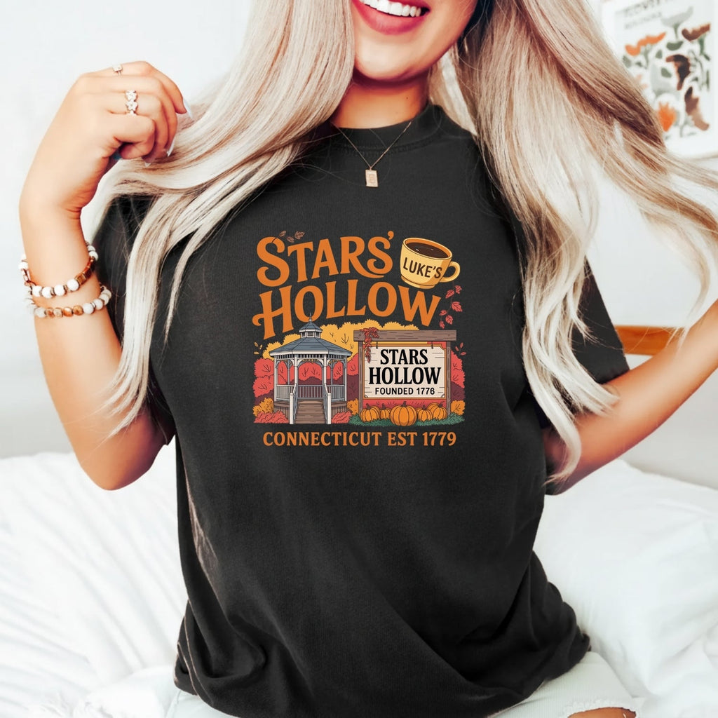 Stars Hollow T-Shirt – Retro Coffee Lover Tee – Vintage product image 9