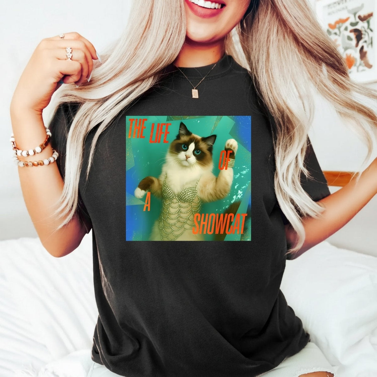 The Life of a Showcat Shirt – Funny Cat Lover Graphic Tee product image 6