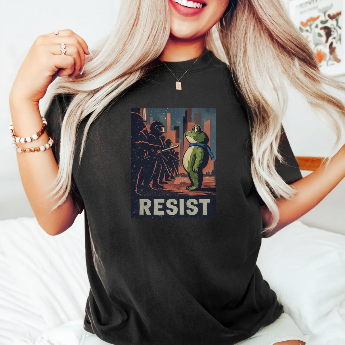 Resist Portland Frog Shirt – Funny Rebel Graphic Tee – No product image 7