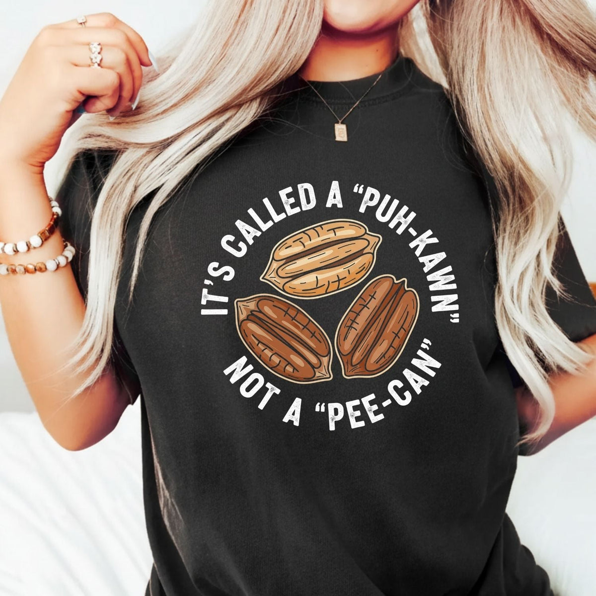 Sarcastic Pecan Pun T-Shirt - Puh-Kawn Not Pee-Can Funny product image 9