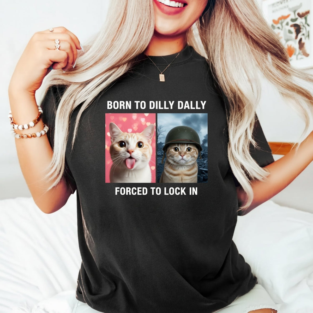 Born to Dilly Dally Forced to Lock In T-Shirt – Funny Viral product image 7