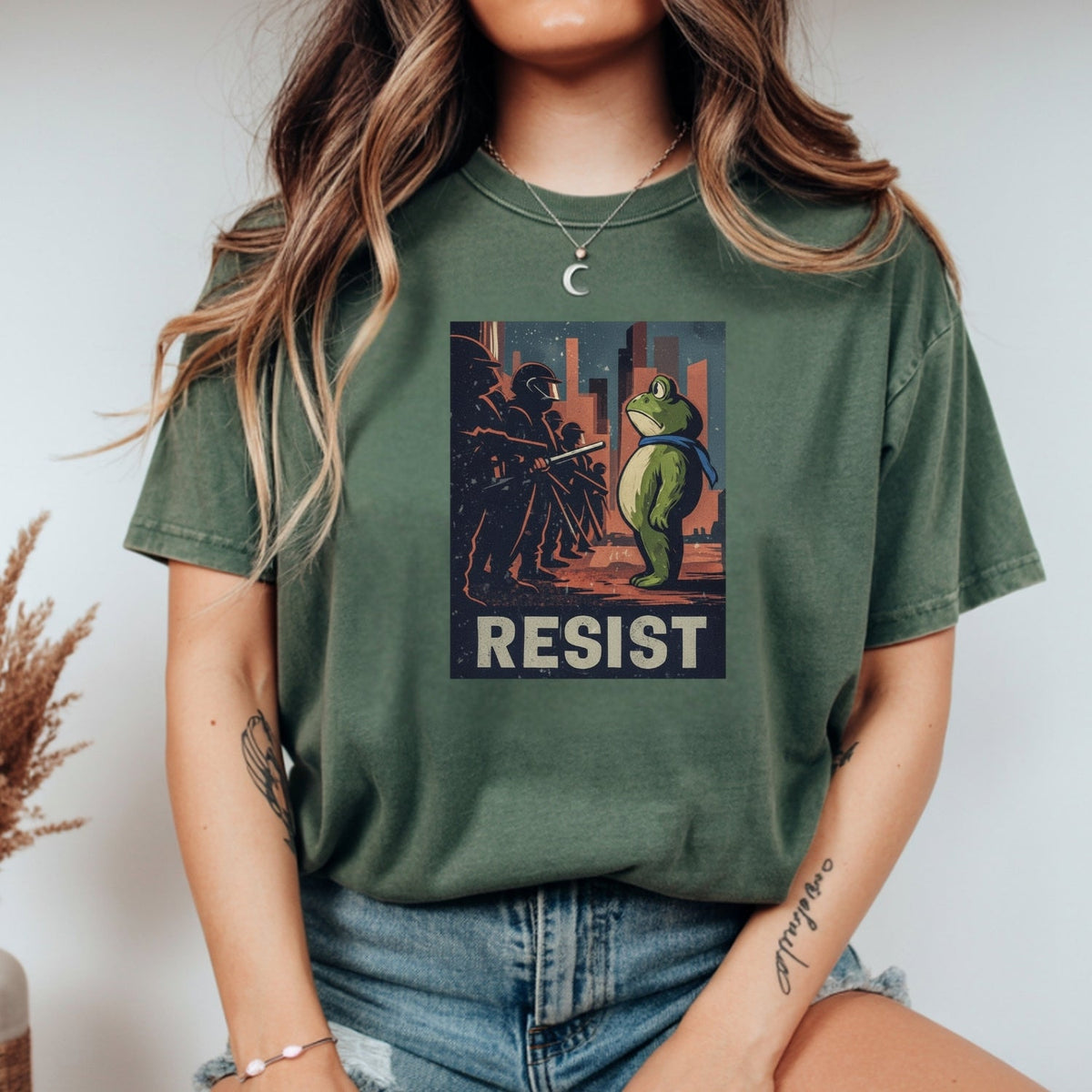 Resist Portland Frog Shirt – Funny Rebel Graphic Tee – No product image 8