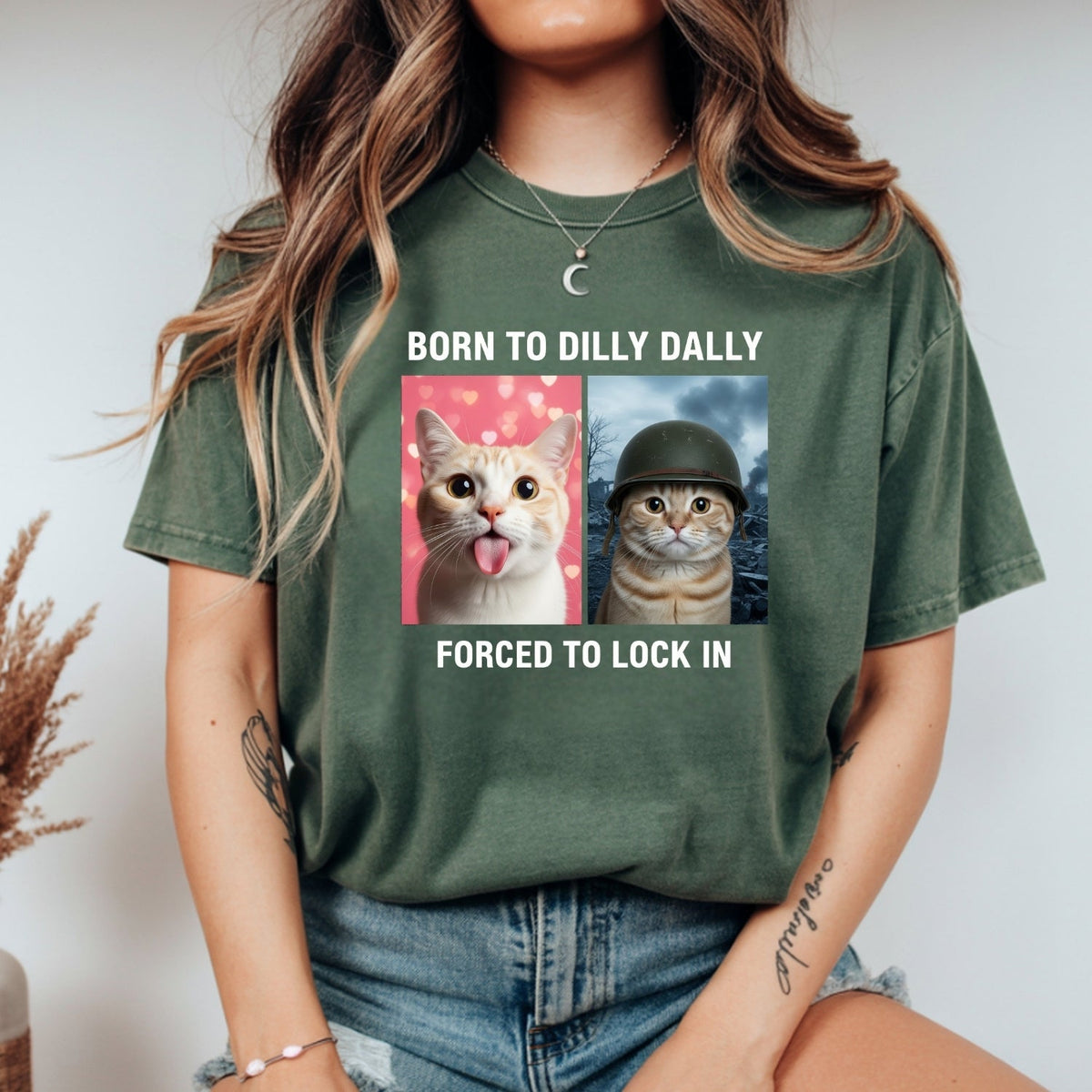 Born to Dilly Dally Forced to Lock In T-Shirt – Funny Viral product image 8