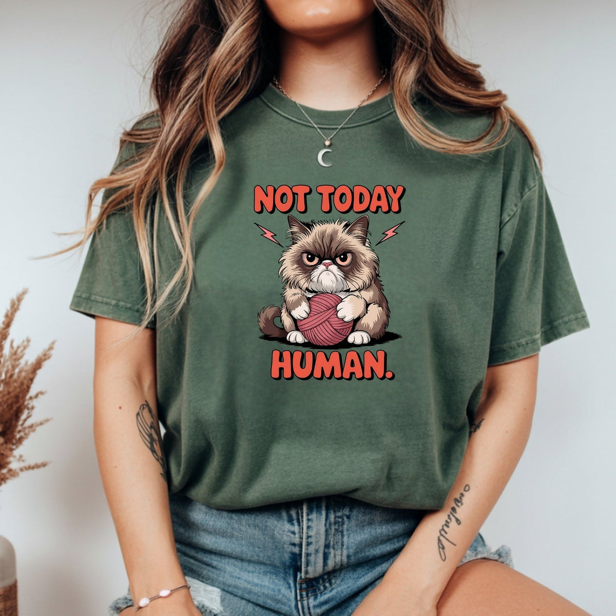 Not Today Human T-Shirt - Funny Cat Sarcastic Graphic Tee product image 3