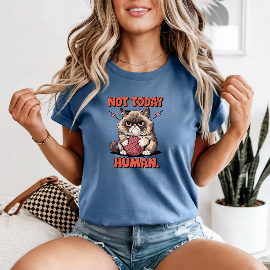 Not Today Human T-Shirt - Funny Cat Sarcastic Graphic Tee product image 4
