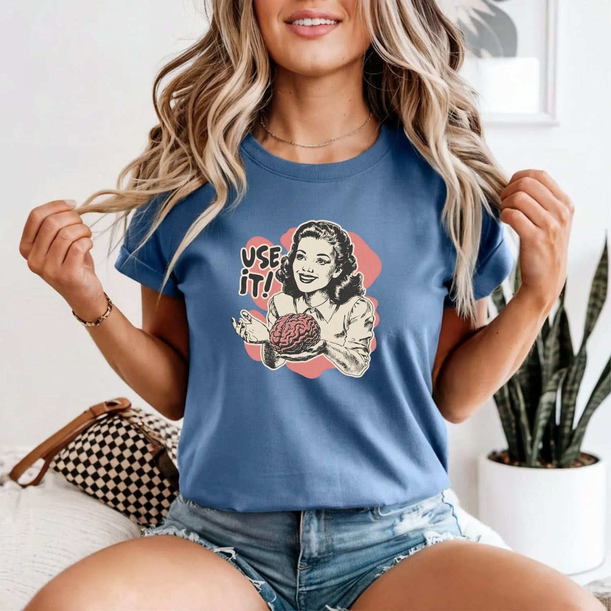 Use Your Brain Graphic T-Shirt – Sarcastic Vintage Tee – product image 7
