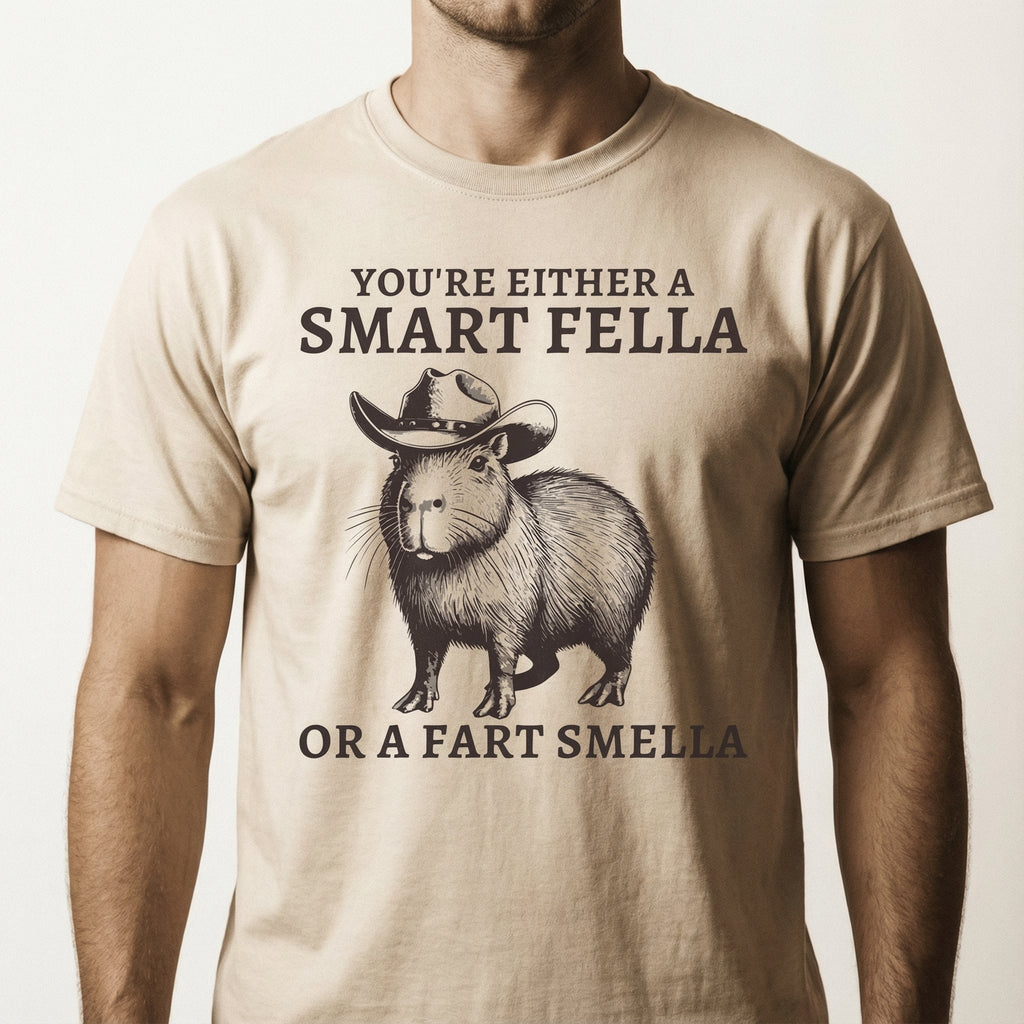 Retro Smart Fella Capybara Graphic T-Shirt - Funny 90s product image 1
