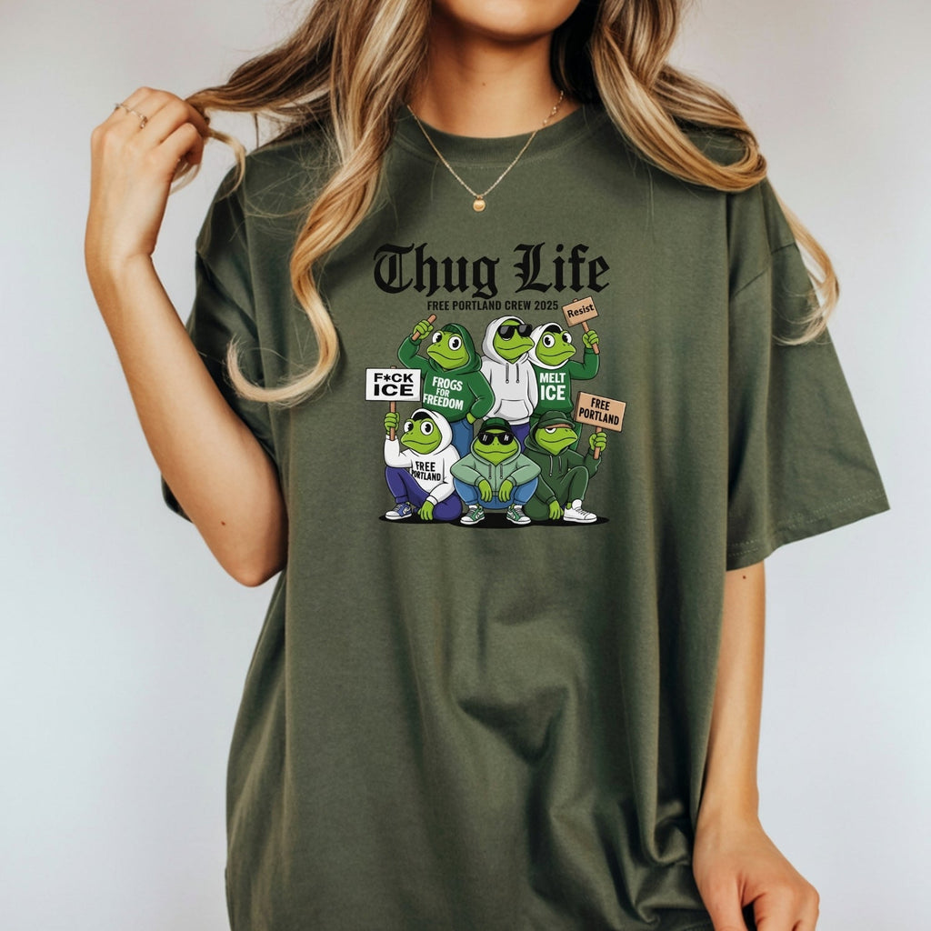 Thug Life Portland Frog T-Shirt – Funny Rebellious product image 4