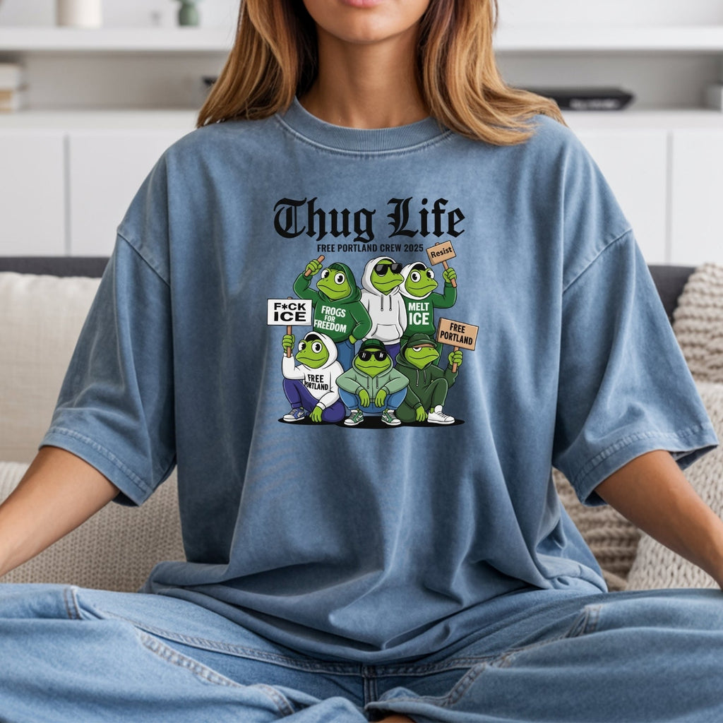 Thug Life Portland Frog T-Shirt – Funny Rebellious product image 5