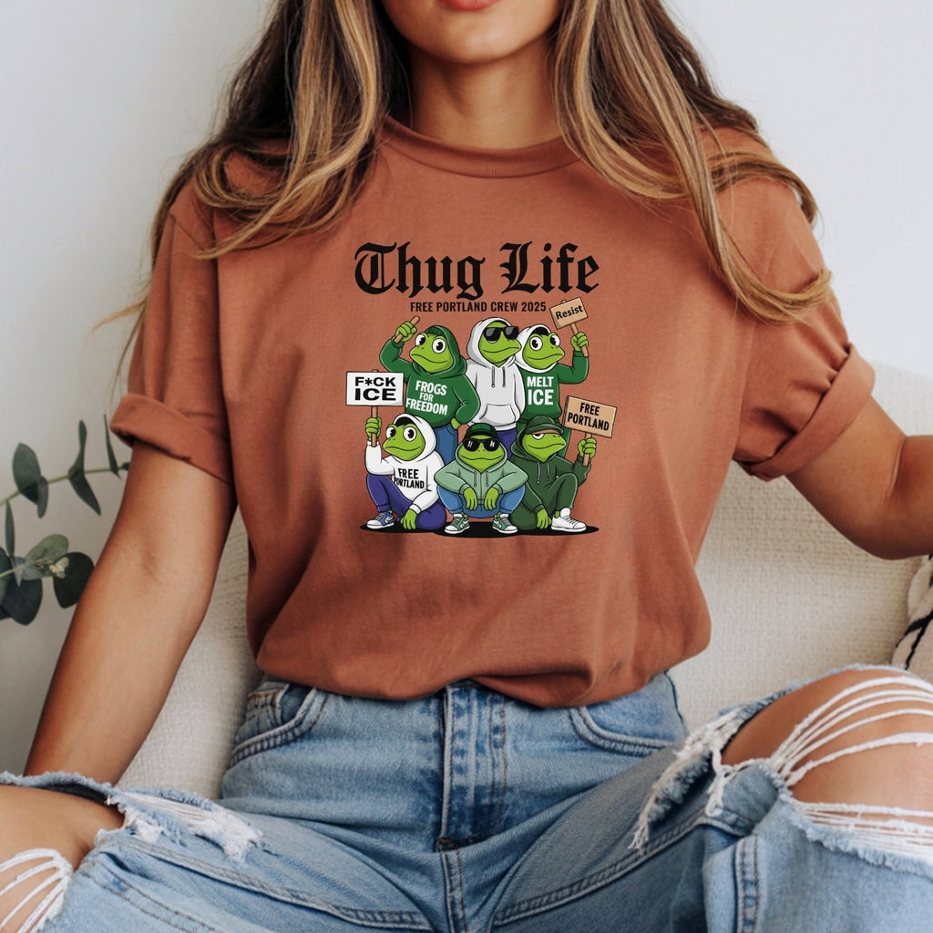 Thug Life Portland Frog T-Shirt – Funny Rebellious product image 7