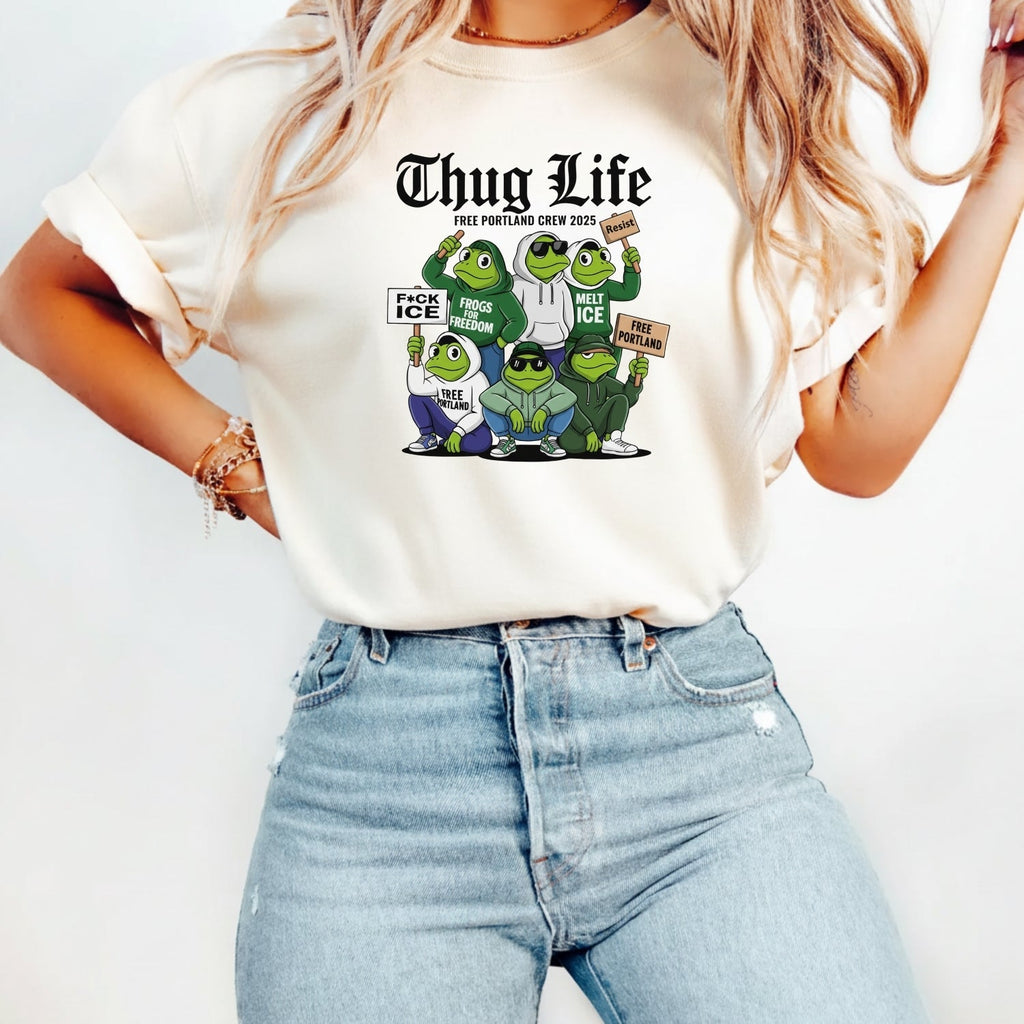 Thug Life Portland Frog T-Shirt – Funny Rebellious product image 10