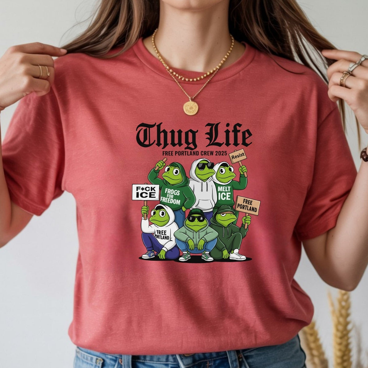 Thug Life Portland Frog T-Shirt – Funny Rebellious product image 13