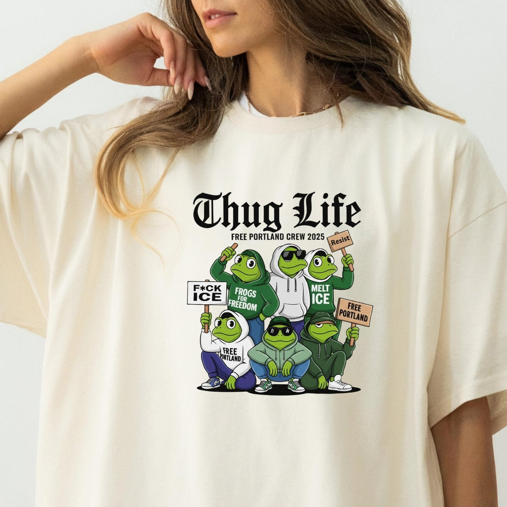 Thug Life Portland Frog T-Shirt – Funny Rebellious product image 6