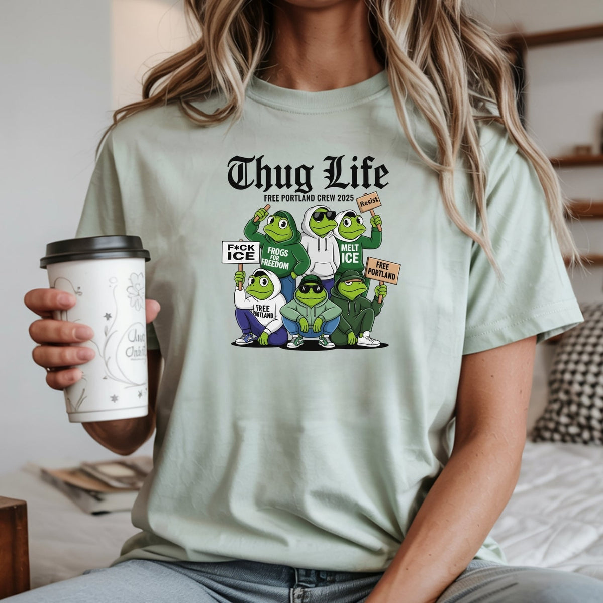 Thug Life Portland Frog T-Shirt – Funny Rebellious product image 15