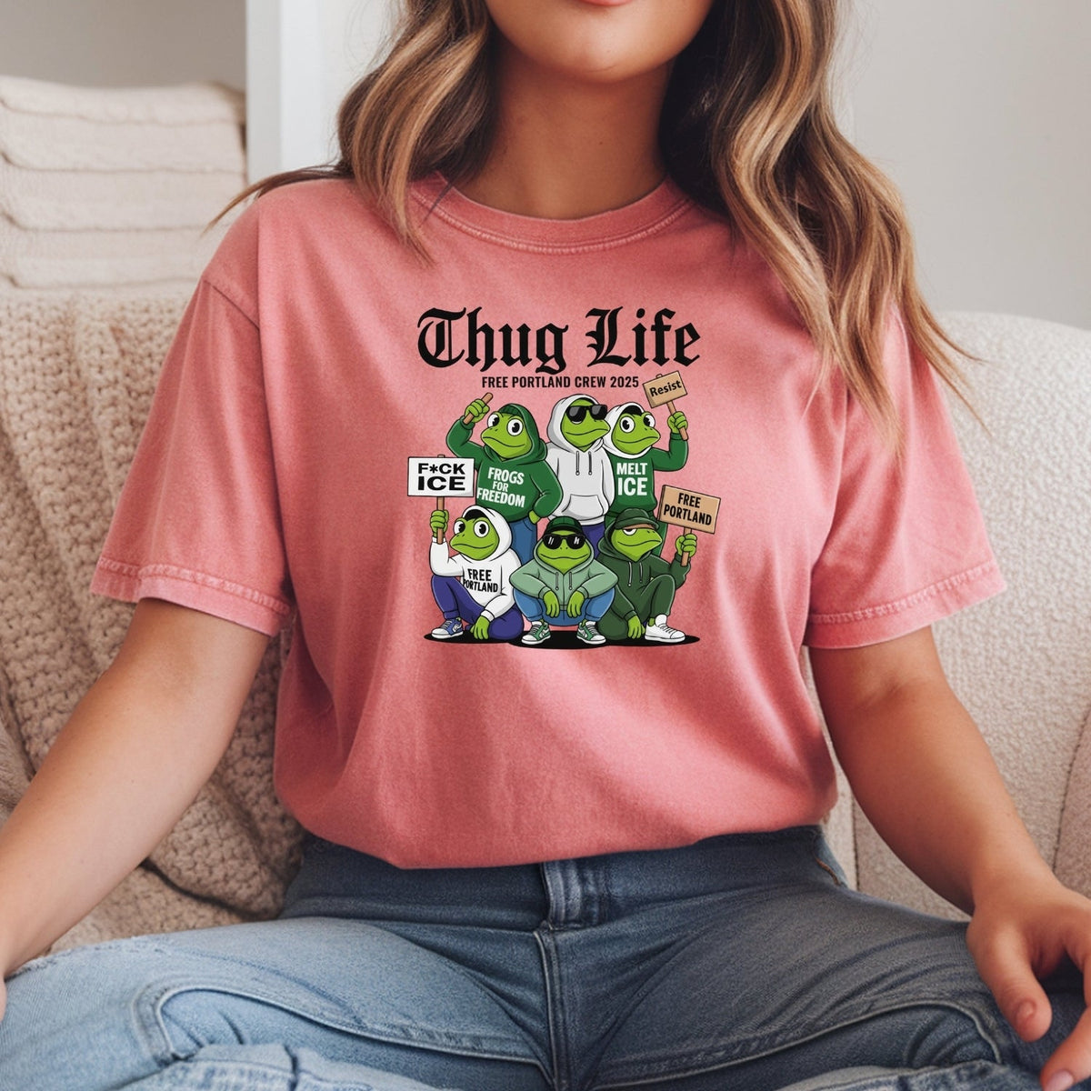 Thug Life Portland Frog T-Shirt – Funny Rebellious product image 16