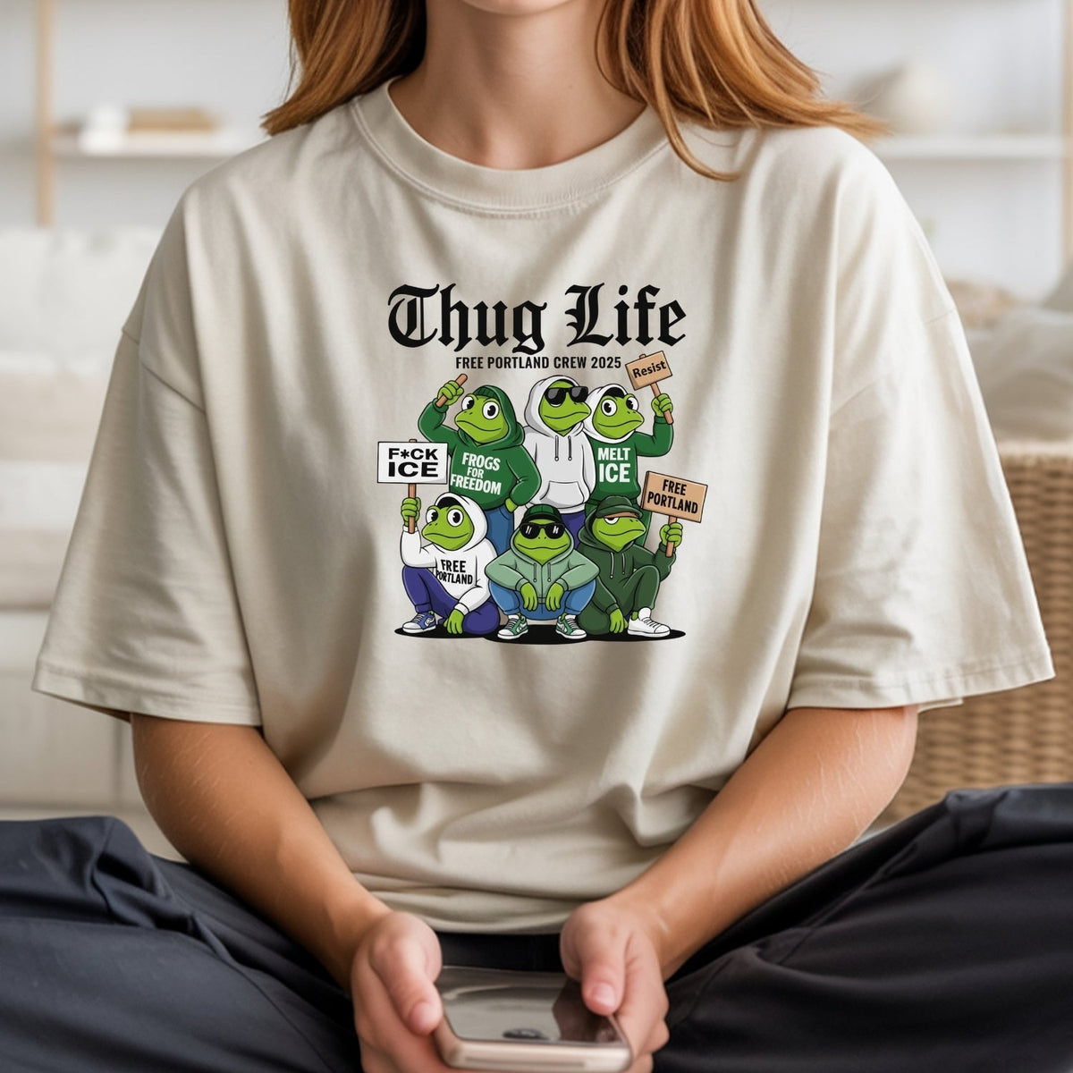Thug Life Portland Frog T-Shirt – Funny Rebellious product image 20