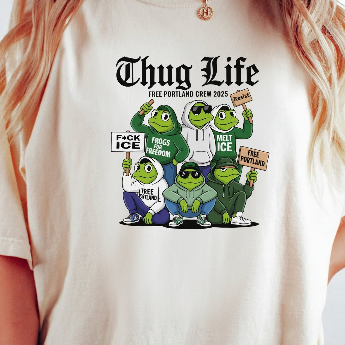 Thug Life Portland Frog T-Shirt – Funny Rebellious product image 14