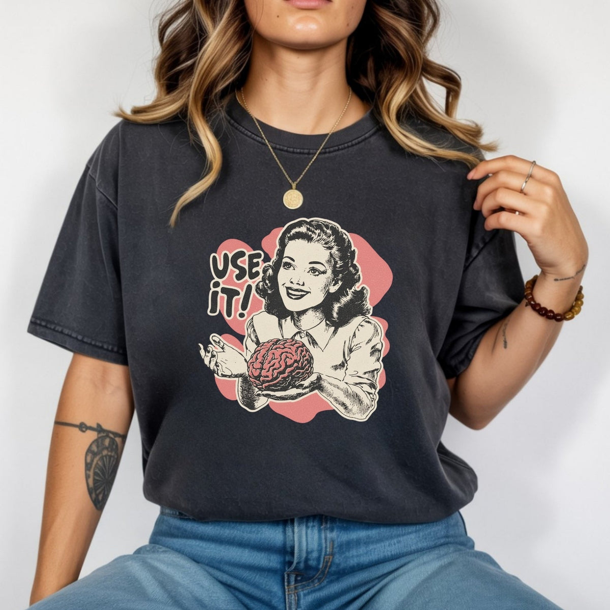 Use Your Brain Graphic T-Shirt – Sarcastic Vintage Tee – product image 8