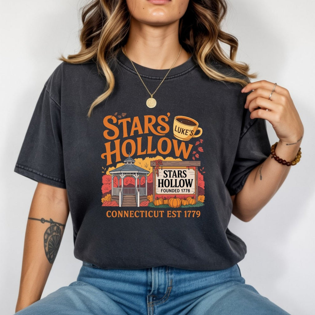 Stars Hollow T-Shirt – Retro Coffee Lover Tee – Vintage product image 12