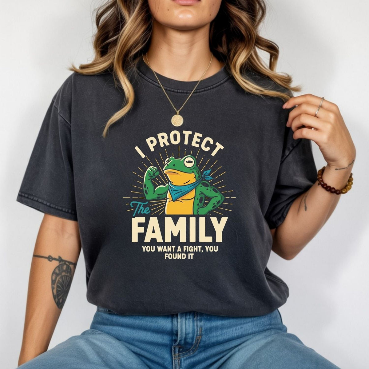 I Protect Family Frog Graphic Tee – No Kings in America product image 10