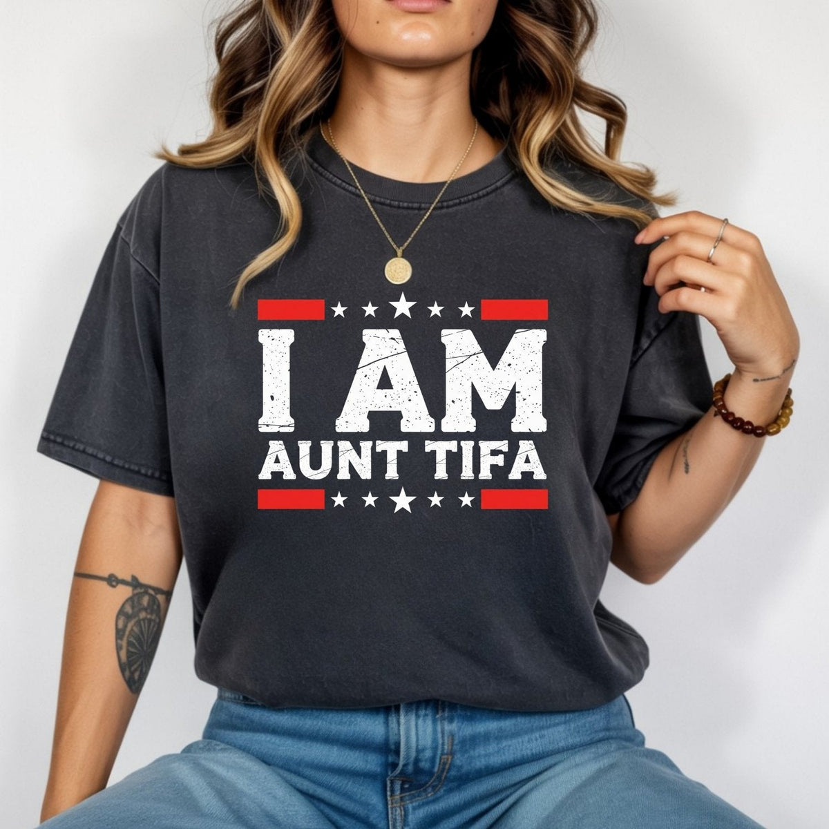 I Am Aunt Tifa T-Shirt – Cute Funny Meme Shirt for Women product image 4