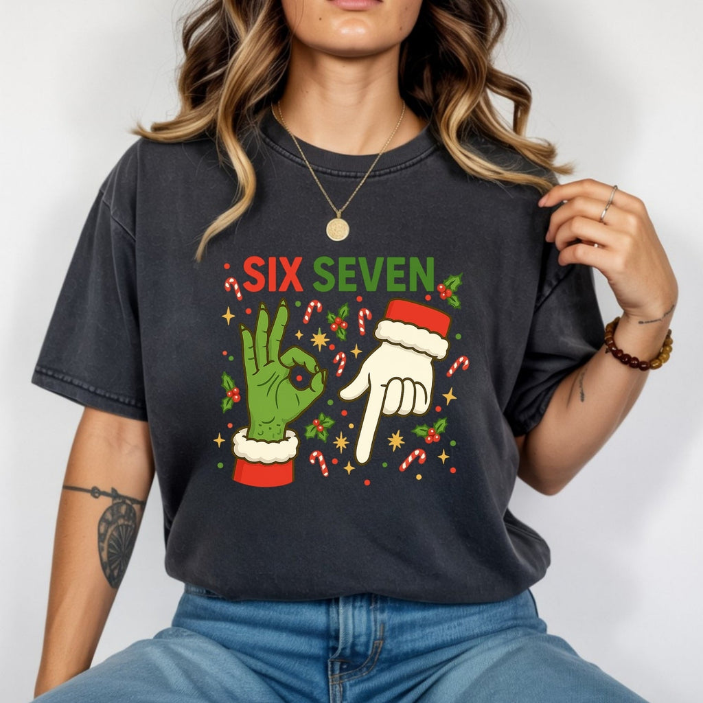 6 7 Meme Christmas Tee – Funny Santa Holiday Graphic Shirt product image 11