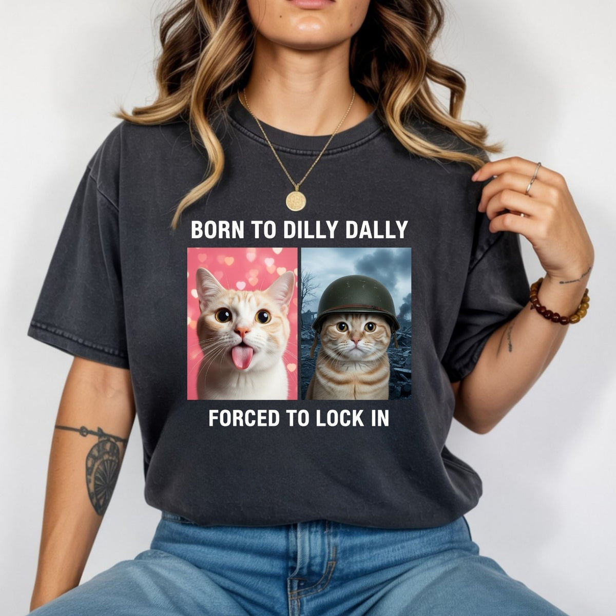 Born to Dilly Dally Forced to Lock In T-Shirt – Funny Viral product image 10