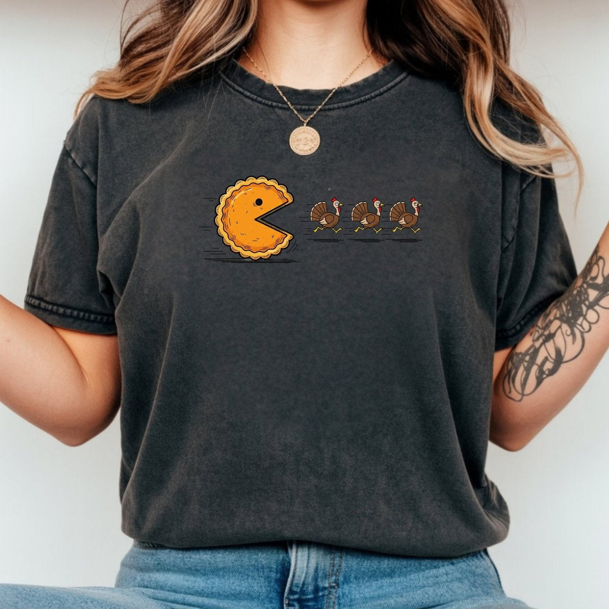 Retro Turkey Chase Shirt – Funny Thanksgiving Pumpkin Pie product image 13
