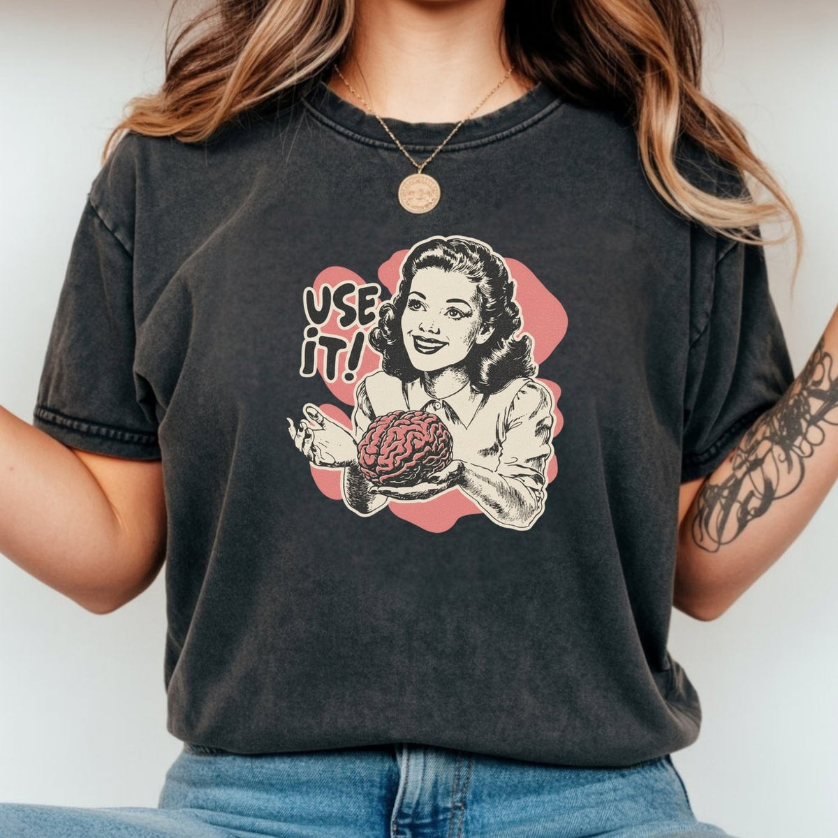 Use Your Brain Graphic T-Shirt – Sarcastic Vintage Tee – product image 9