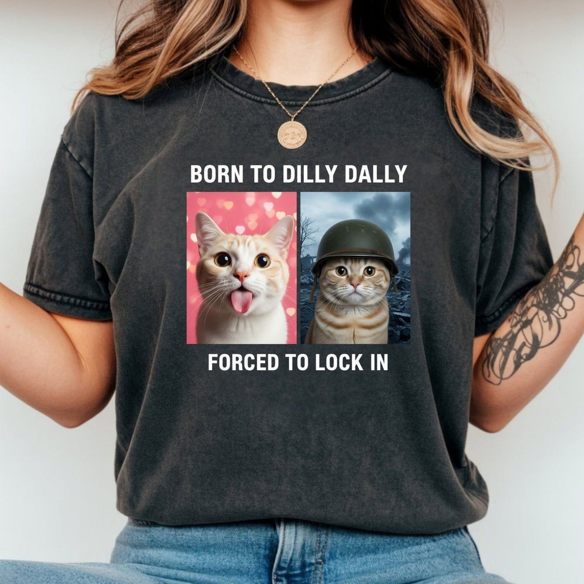 Born to Dilly Dally Forced to Lock In T-Shirt – Funny Viral product image 11