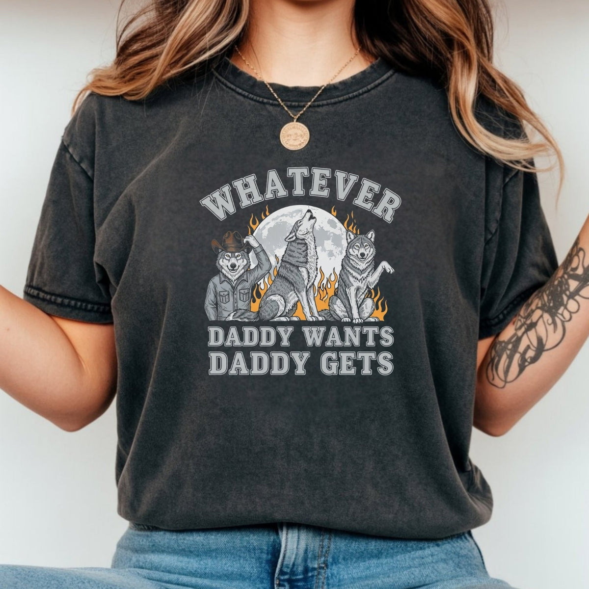 Whatever Dad Wants Gets T-Shirt – Funny Werewolf Meme Tee – product image 11