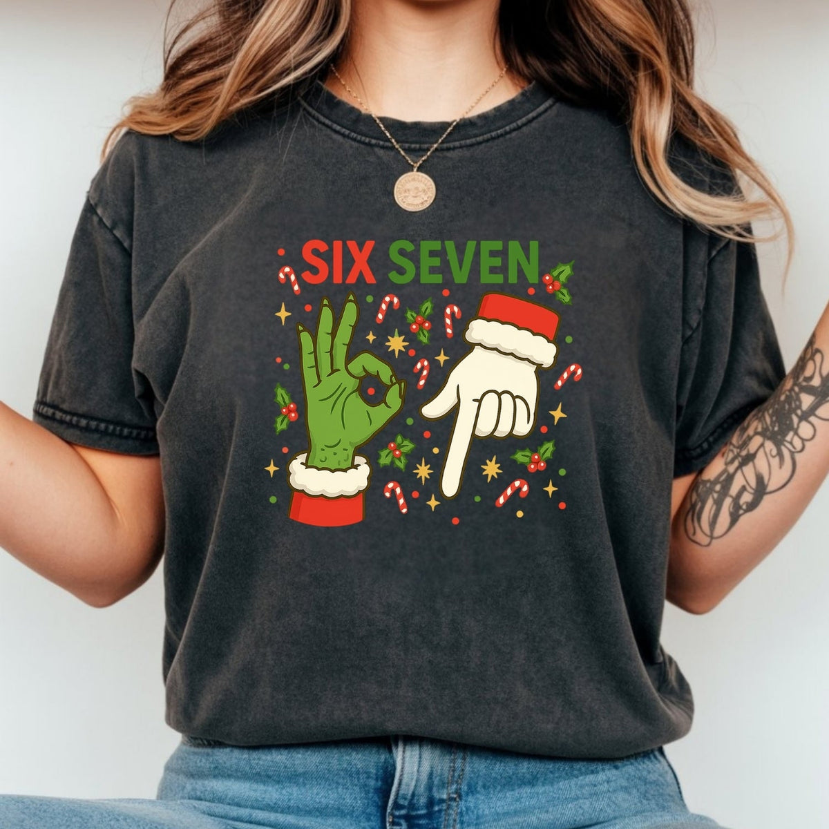6 7 Meme Christmas Tee – Funny Santa Holiday Graphic Shirt product image 12