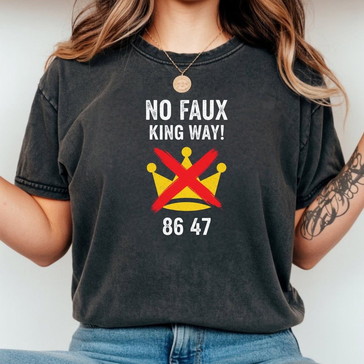 No Faux King Way 8647 Tee – Witty Wordplay Graphic Shirt product image 12
