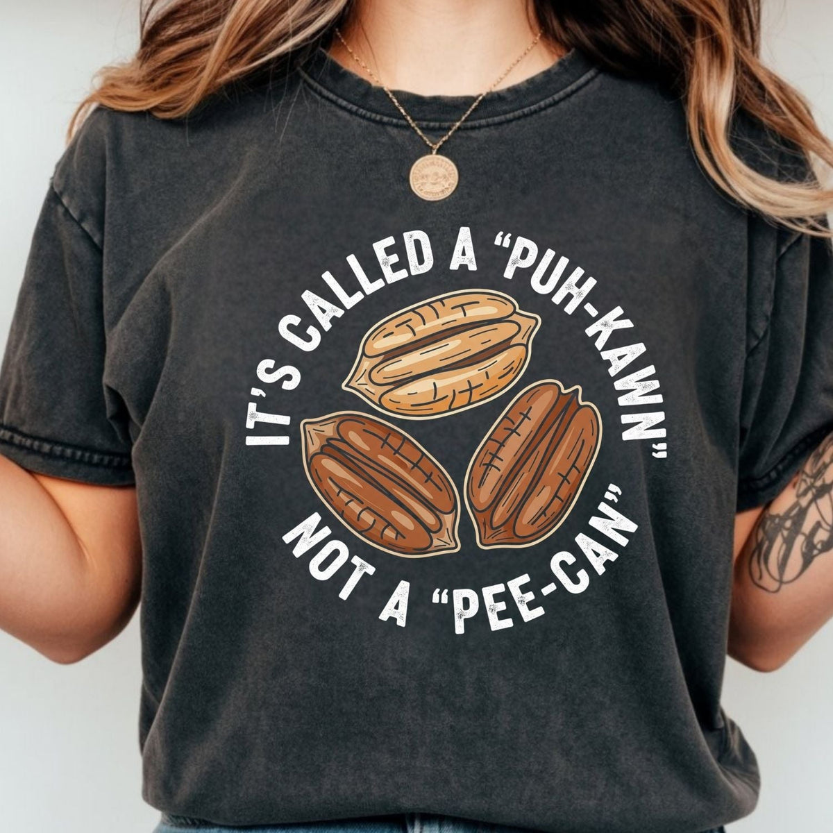 Sarcastic Pecan Pun T-Shirt - Puh-Kawn Not Pee-Can Funny product image 13