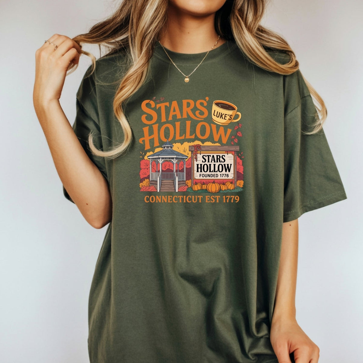 Stars Hollow T-Shirt – Retro Coffee Lover Tee – Vintage product image 14