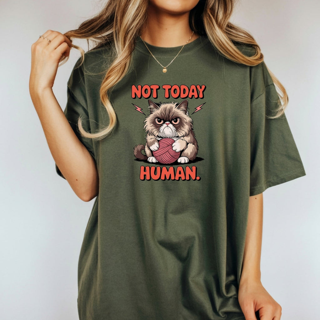 Not Today Human T-Shirt - Funny Cat Sarcastic Graphic Tee product image 6