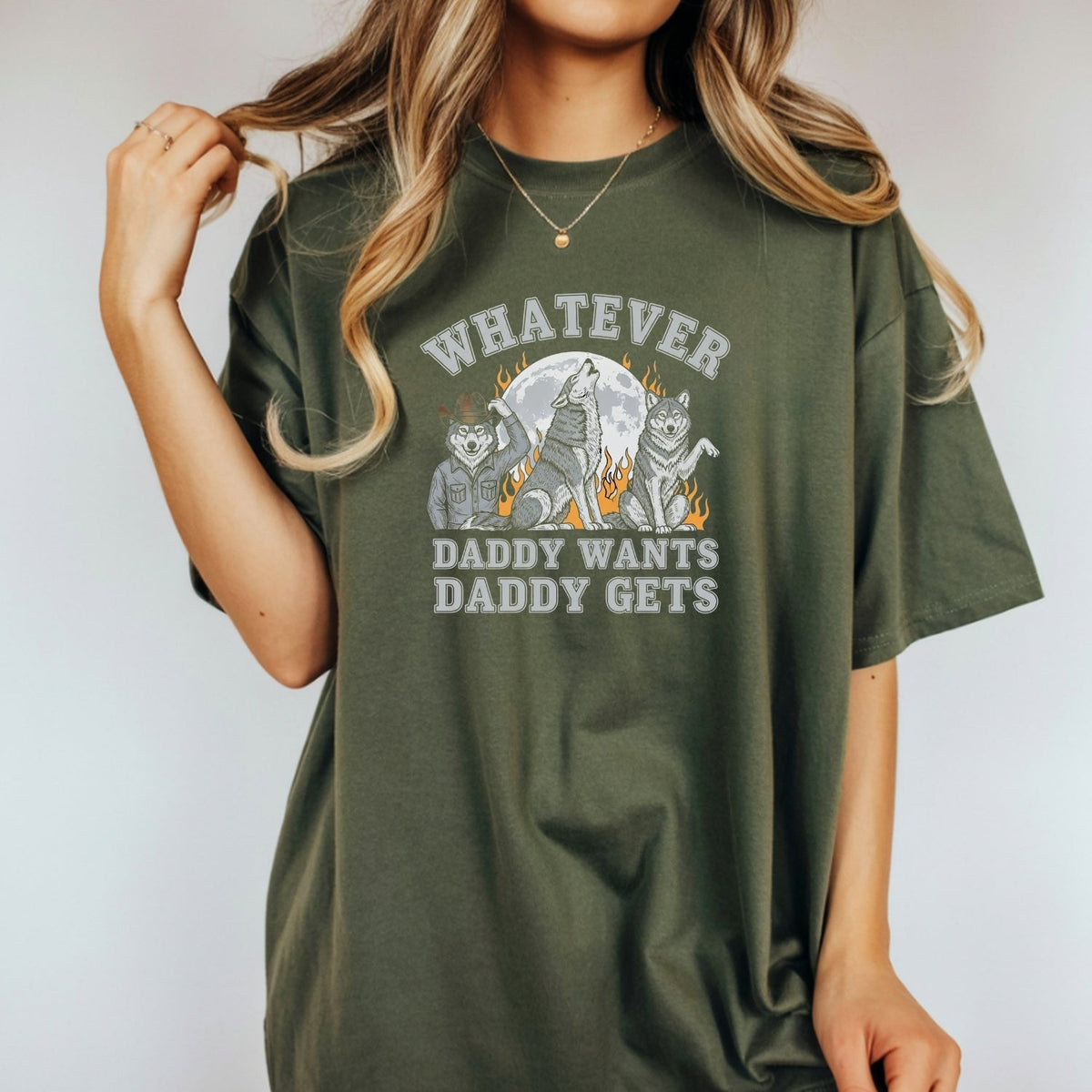 Whatever Dad Wants Gets T-Shirt – Funny Werewolf Meme Tee – product image 12