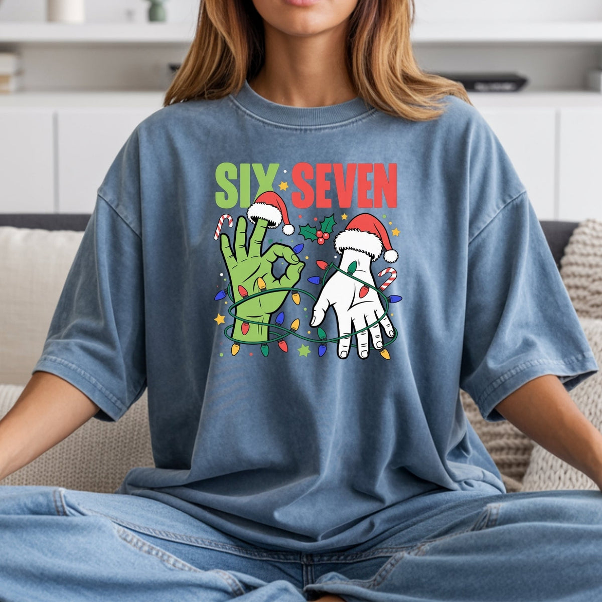 6 7 Christmas Shirt – Funny Santa Meme Holiday Tee product image 10