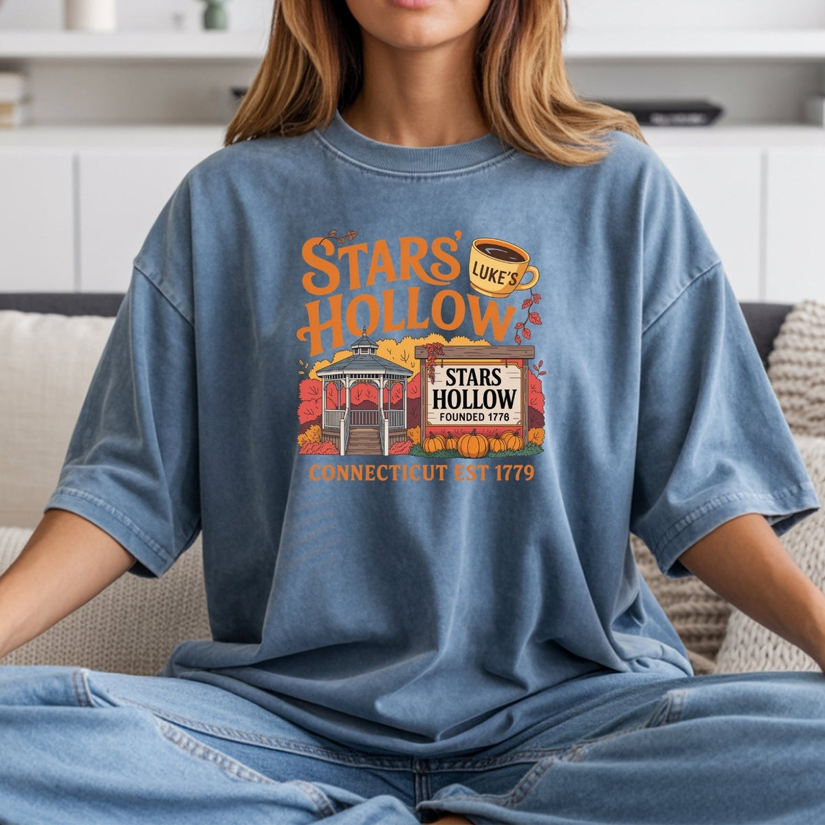 Stars Hollow T-Shirt – Retro Coffee Lover Tee – Vintage product image 15