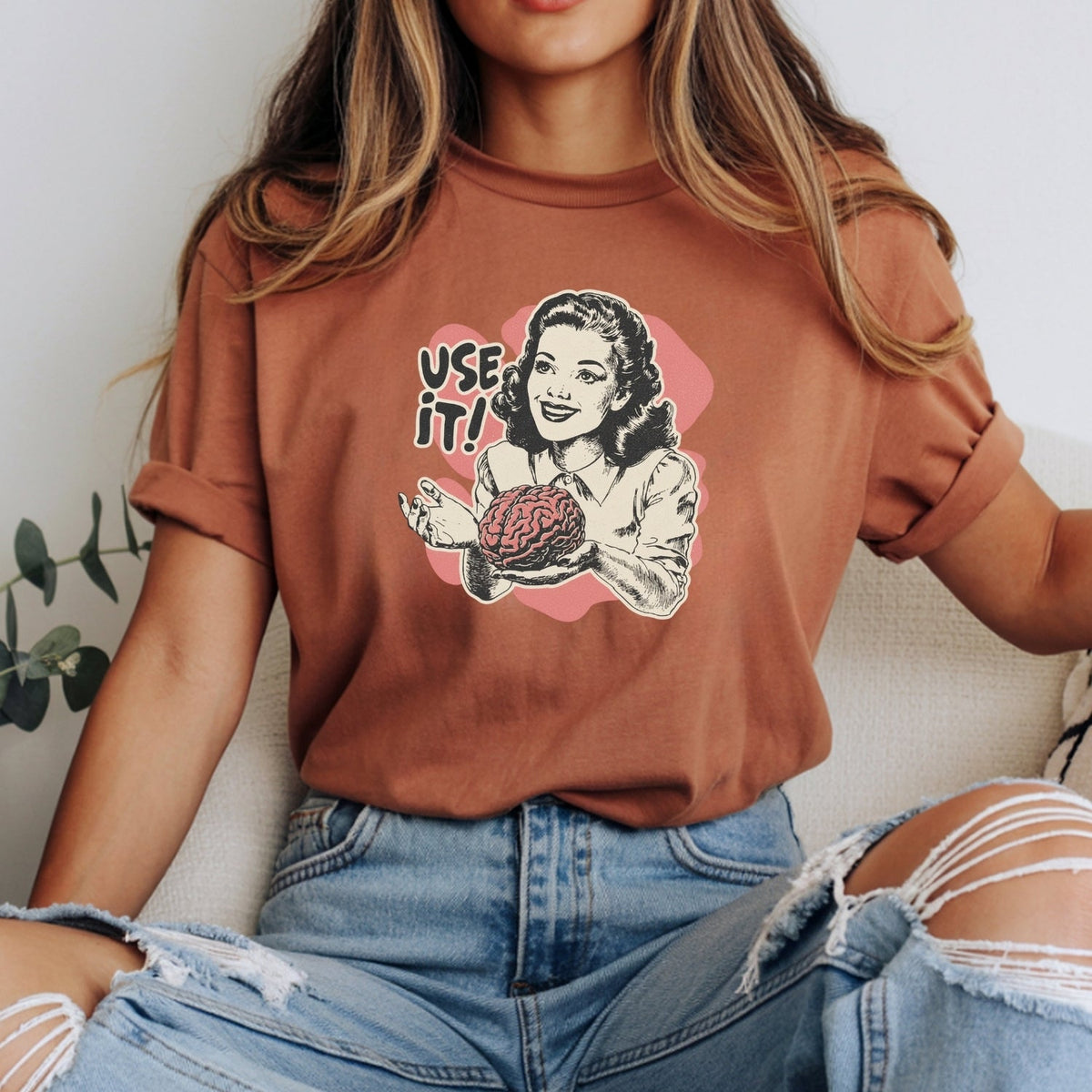 Use Your Brain Graphic T-Shirt – Sarcastic Vintage Tee – product image 11