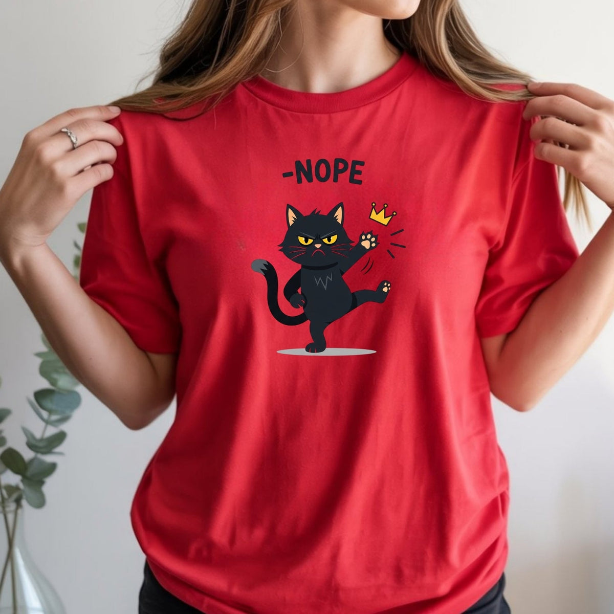 No Kings in America Black Cat T-Shirt – Funny Patriotic product image 4