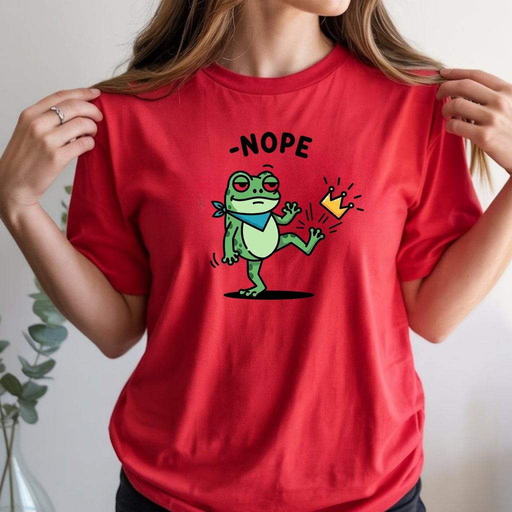 No King Sarcastic Frog Graphic Tee – Nope Crown Kick Unisex product image 3