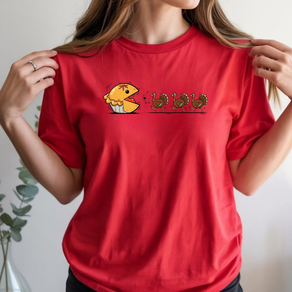 Funny Thanksgiving Shirt – Retro Pumpkin Pie Chasing Turkey product image 8