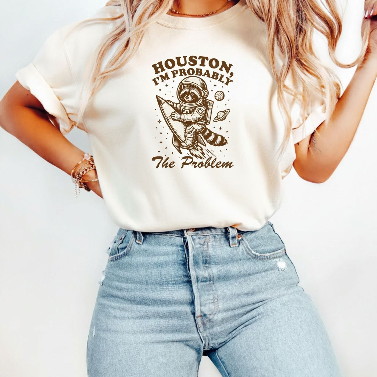 Houston I’m Probably the Problem T-Shirt – Funny Raccoon product image 5