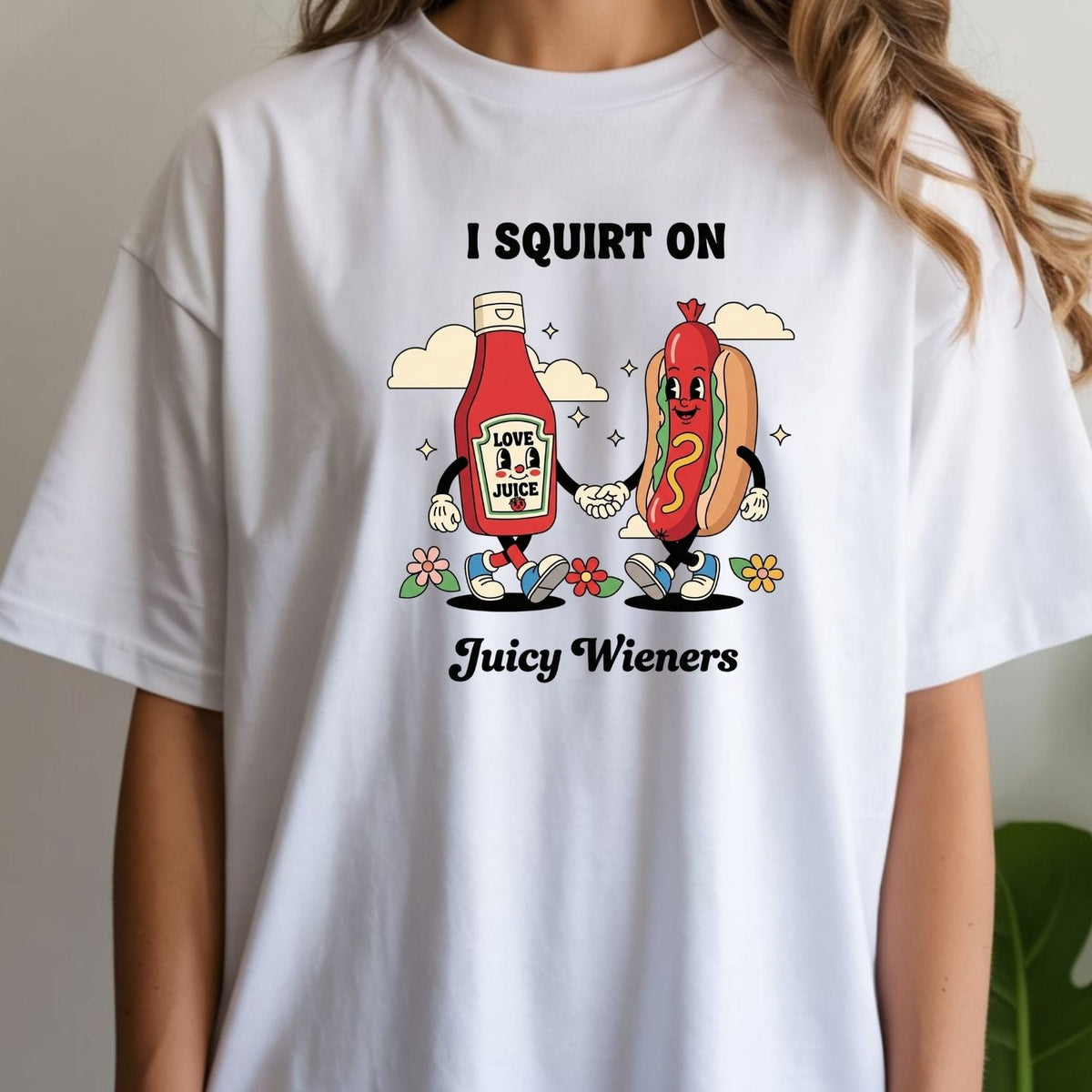 Funny I Squirt On Juicy Wieners Graphic Tee - Hot Dog Meme product image 3
