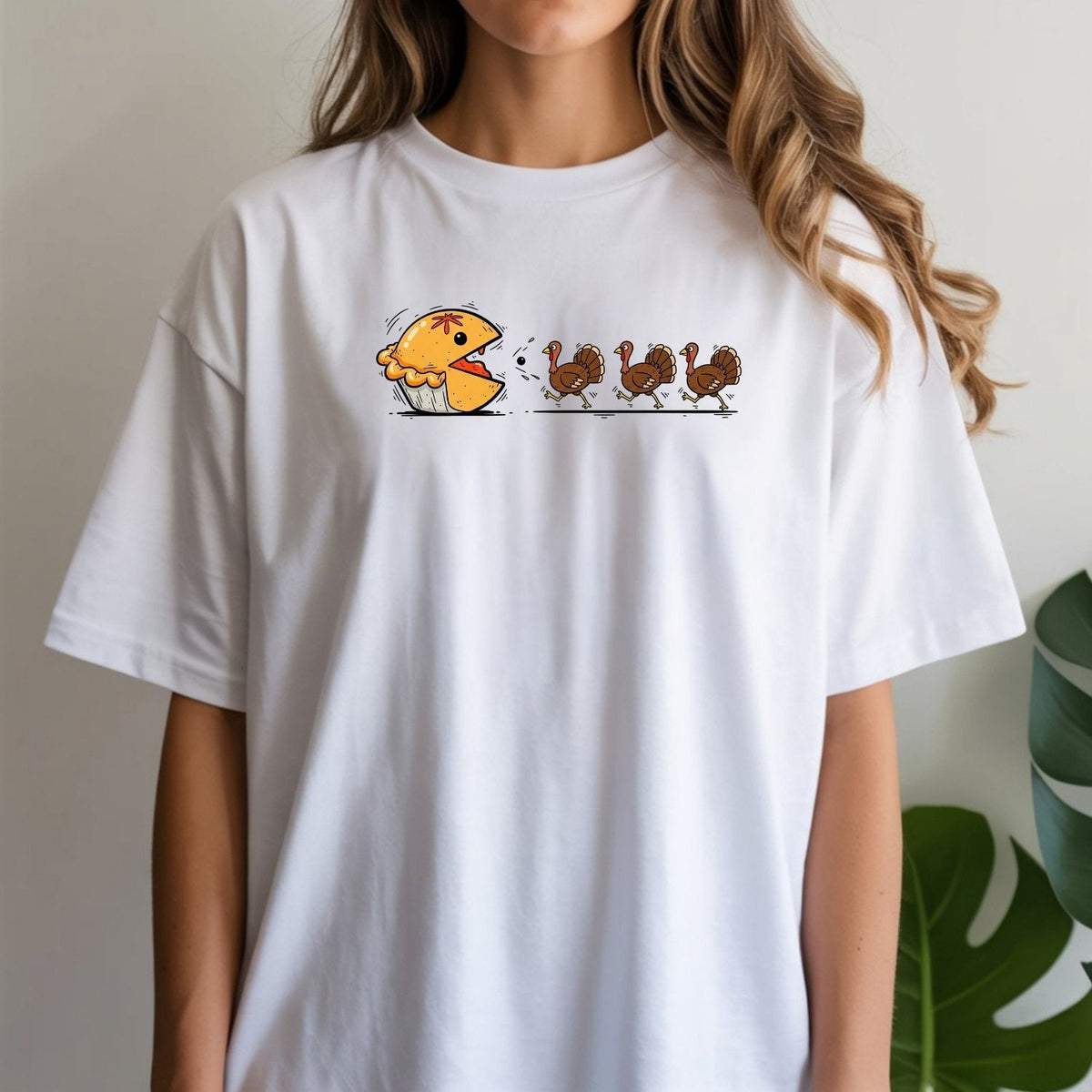 Funny Thanksgiving Shirt – Retro Pumpkin Pie Chasing Turkey product image 10
